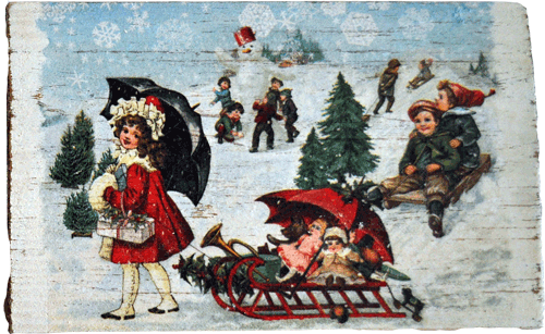 Decoupage Dzieci na zimowisku 2
